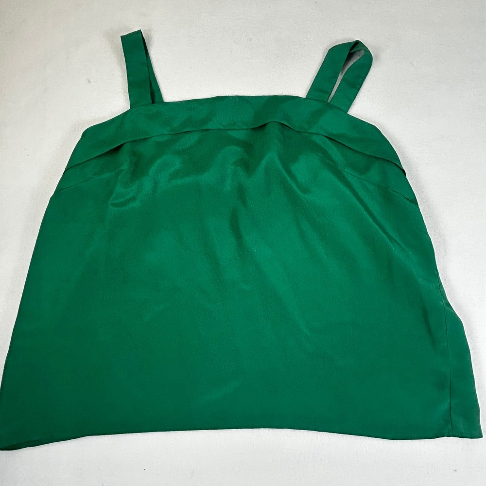 Emerald Green Square Neck Tank Top Ruffle Back Size 16